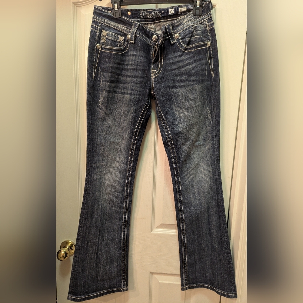 Women's Miss Me Signature Boot Jeans with Embellished Pockets